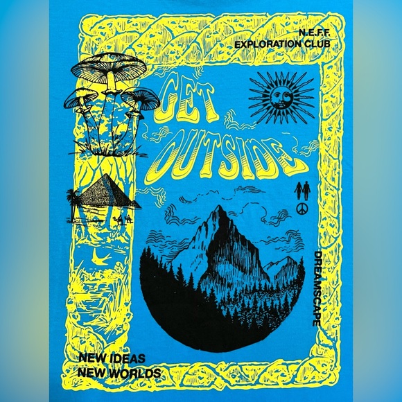 NEFF Exploration Club Get Outside Mushroom Graphic Tshirt Men’s Size Large NWT - Picture 1 of 9